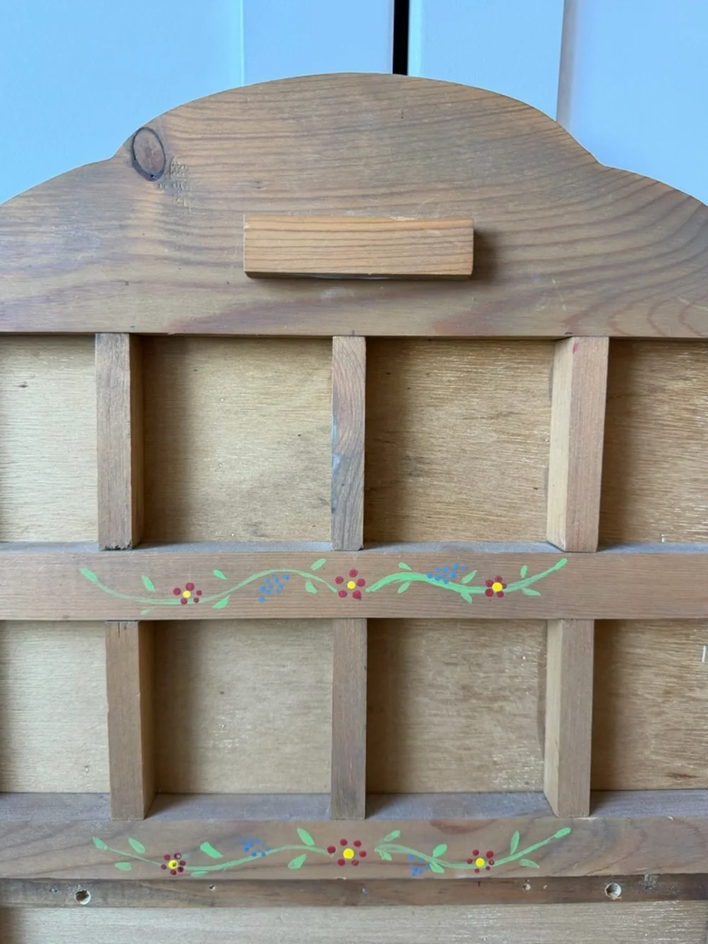 Wooden Trinket Shelf with Handpainted Floral Accents